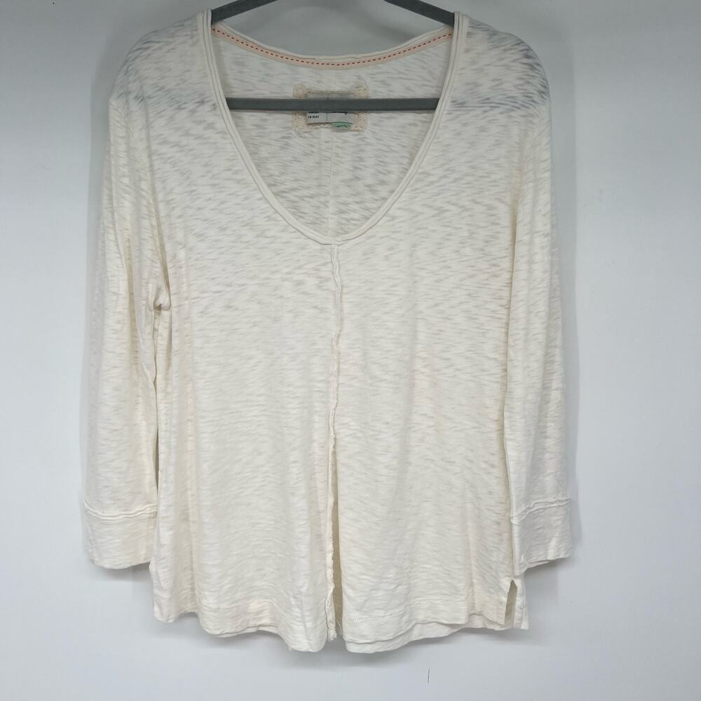 Anthropologie Saturday Sunday Cotton Exposed Seam Sweater Women's Size M White